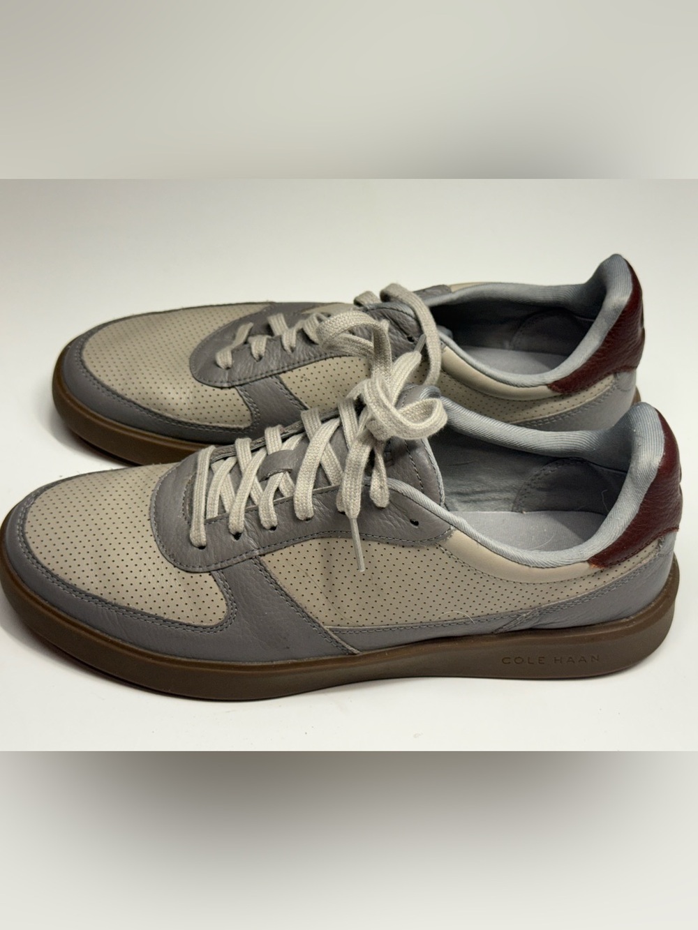 Cole Haan Gray, Cream and Brown Low-Top Sneakers grand pro